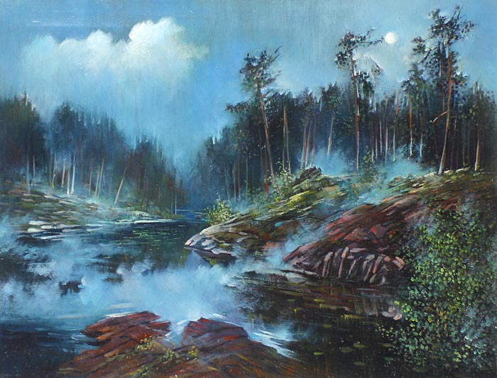 Туман поднимается 63x48 см. Холст. Масло. 1993 г.