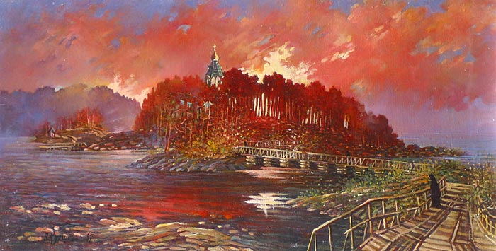 Никольский скит 62x32 см. Холст. Масло. 1997 г.
