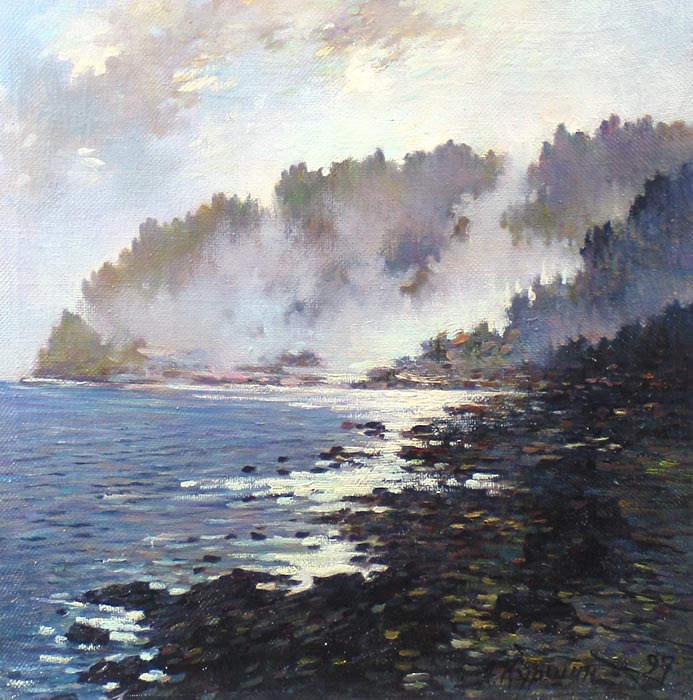 Туман над бухтой 37x37 см. Холст. Масло. 1997 г.