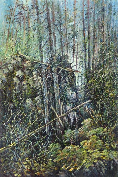 Лесной бурелом 60x40 см. Холст. Масло. 1993