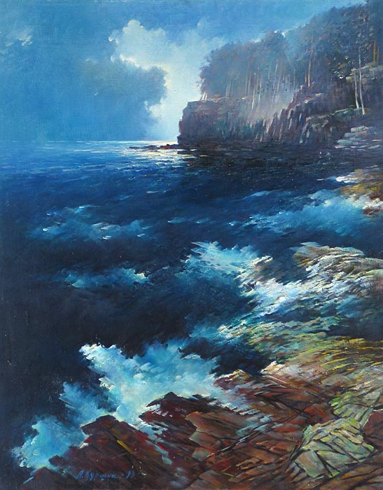 Скалистый берег 79x49 см. Холст. Масло. 1993 г.