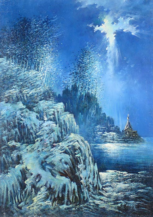 Монастырская бухта зимой 67x49 см. Холст. Масло. 1991 г.