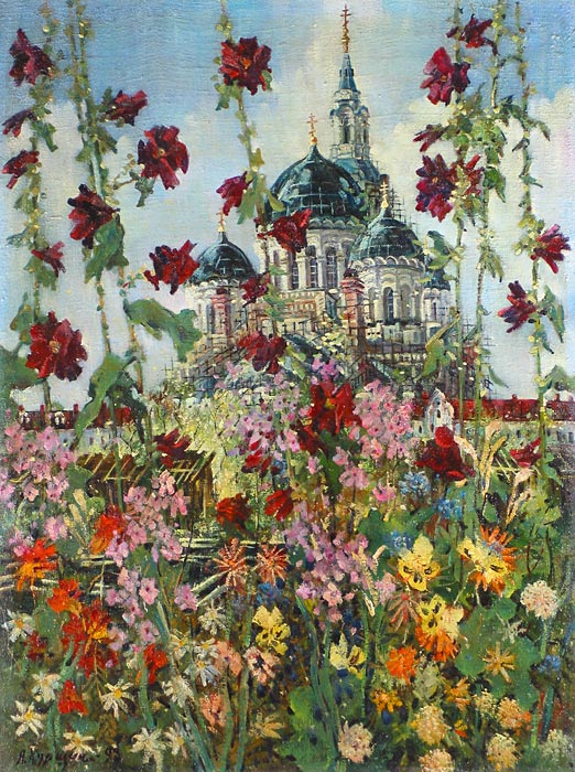Сквозь цветы 81x61 см. Холст. Масло. 1993 г.