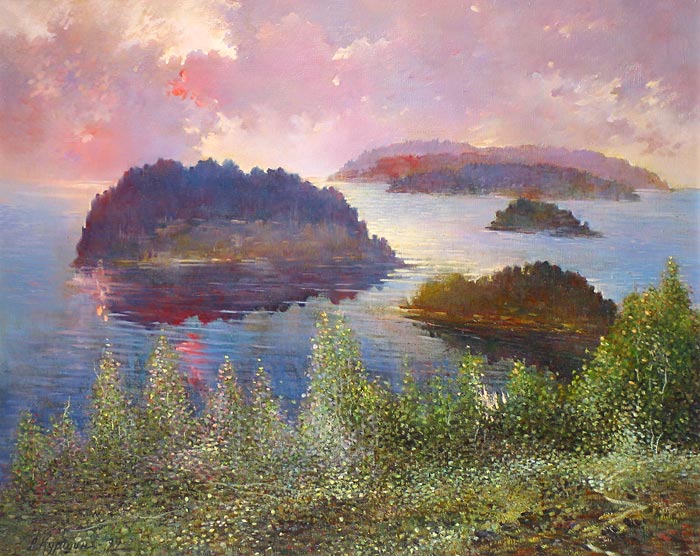 Восход над Святым островом 80x65 см. Холст. Масло. 1997 г.
