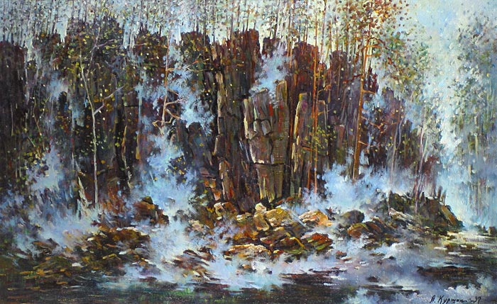 Туман на скалах 85x55 см. Холст. Масло. 1997 г