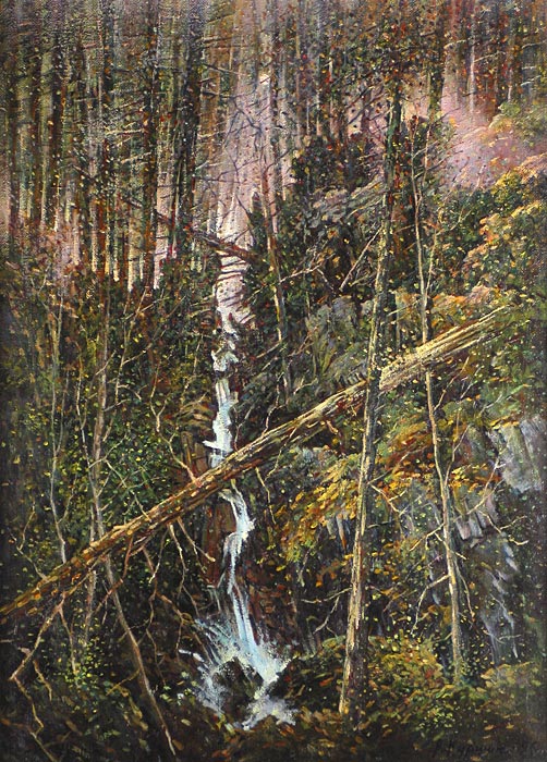 Лесной водопад 73x53 см. Холст. Масло. 1996 г