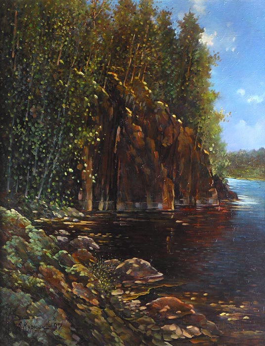 Монашеская купальня 74x34 см. Холст. Масло. 1997 г.