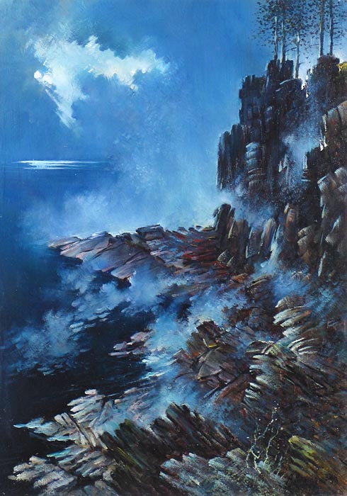 Туман и вечер 70x50 см. Холст. Масло. 1993 г.