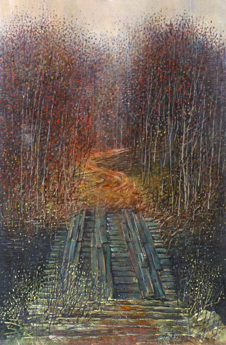 Мостик 53x35 см. Картон. Масло. 1987 г.