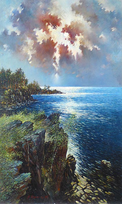 Скалистый берег 79x49 см. Холст. Масло. 1993 г.