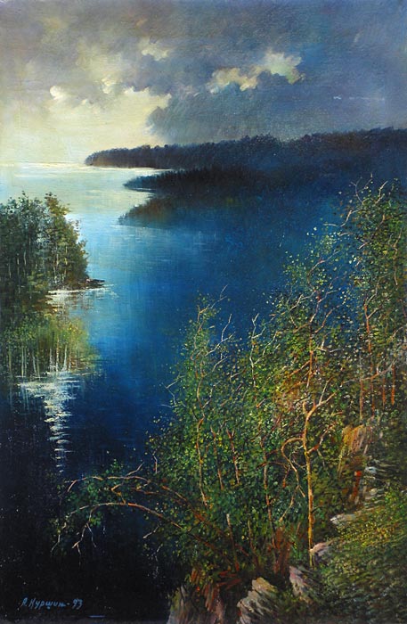 Крестовое озеро 91x60 см. Холст. Масло. 1985-1993 г.