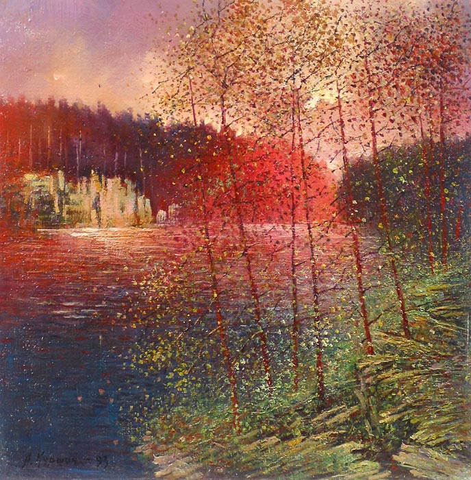 Осенний пейзаж 40x39 см. Картон. Масло. 1993 г.