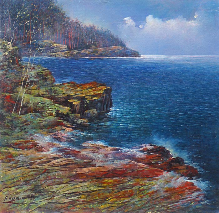 Легкий прибой 55x44 см. Картон. Масло. 1993 г.