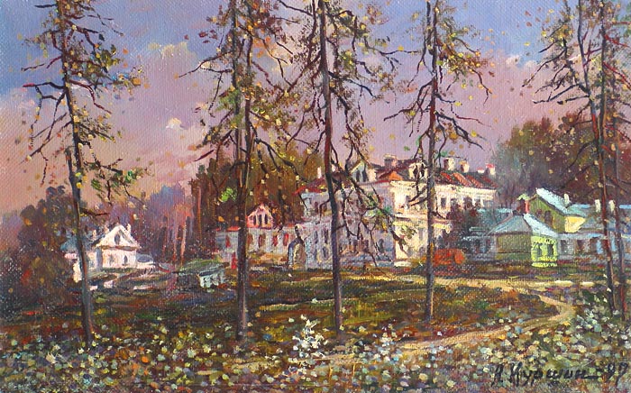 Уголок центральной усадьбы 40x25 см. Холст. Масло. 1997 г.