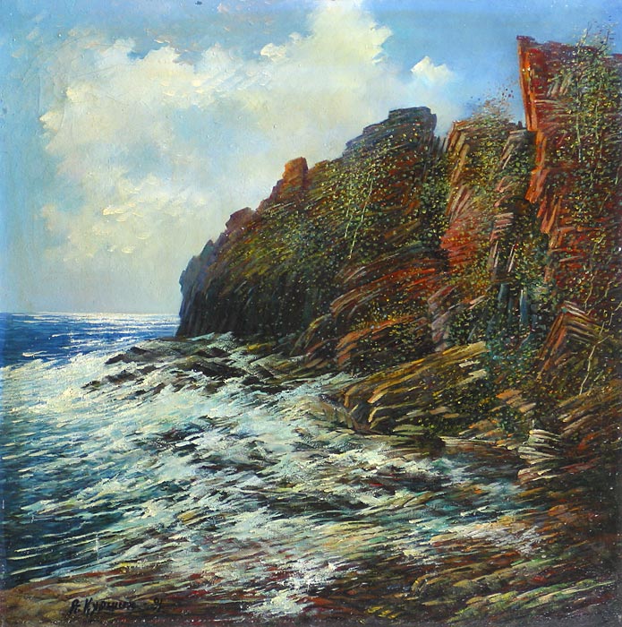 Скалистый берег 61x61 см. Холст. Масло. 1991 г.