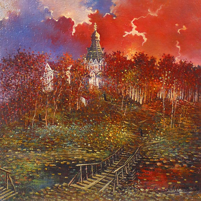 Никольский скит 43x43 см. Холст. Масло. 1996 г.