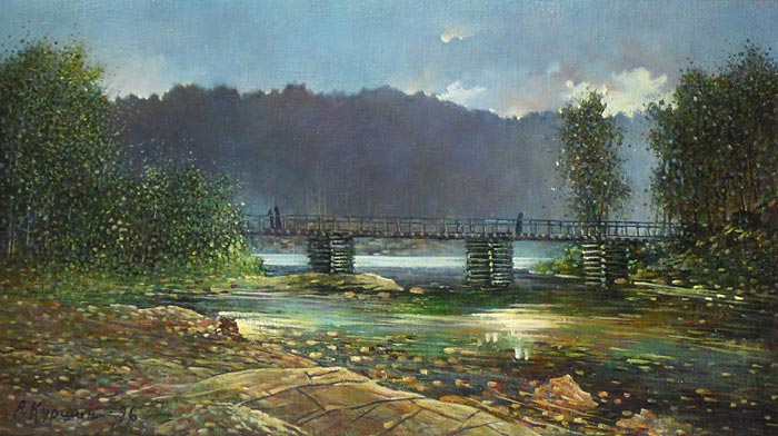 Мост к Никольскому скиту 71x41 см. Холст. Масло. 1996г.