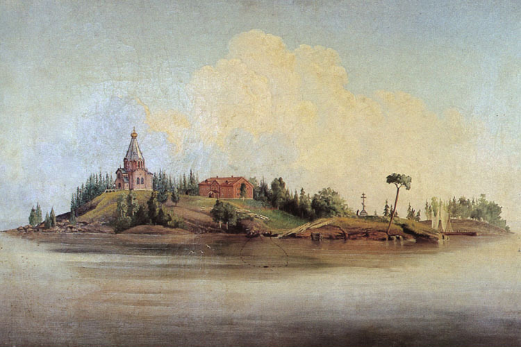 Храм возвели 1858 году. Сначала келейный корпус стоял неоштукатуренным, кладка из местного кирпича была сложена под расшивку, оштукатурили и побелили его в 1886 году Неподалеку от церкви — большой четырехметровый каменный крест, поставленный «во славу раб