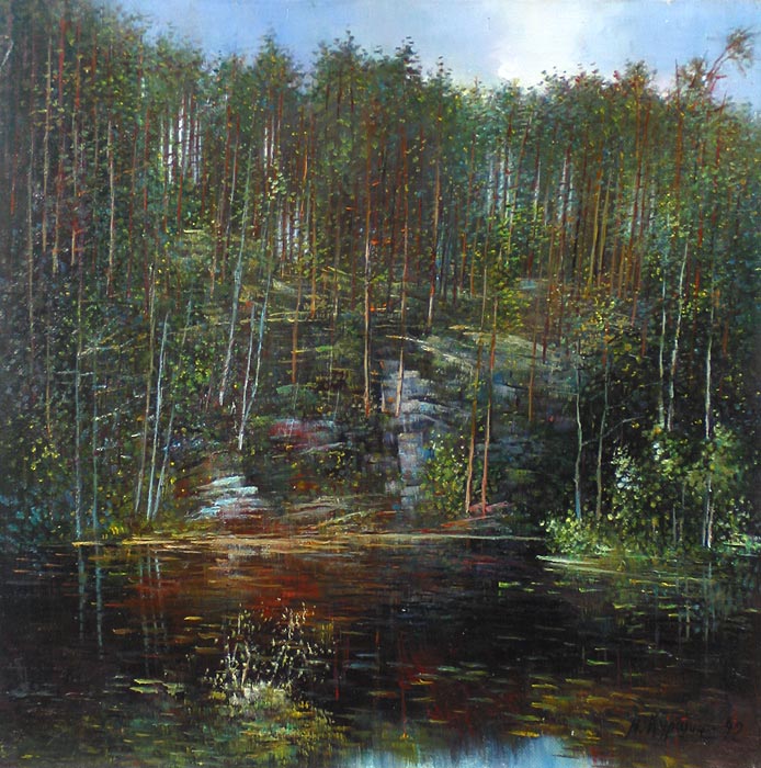 Внутреннее озеро 52x52 см. Холст. Масло. 1992 г.