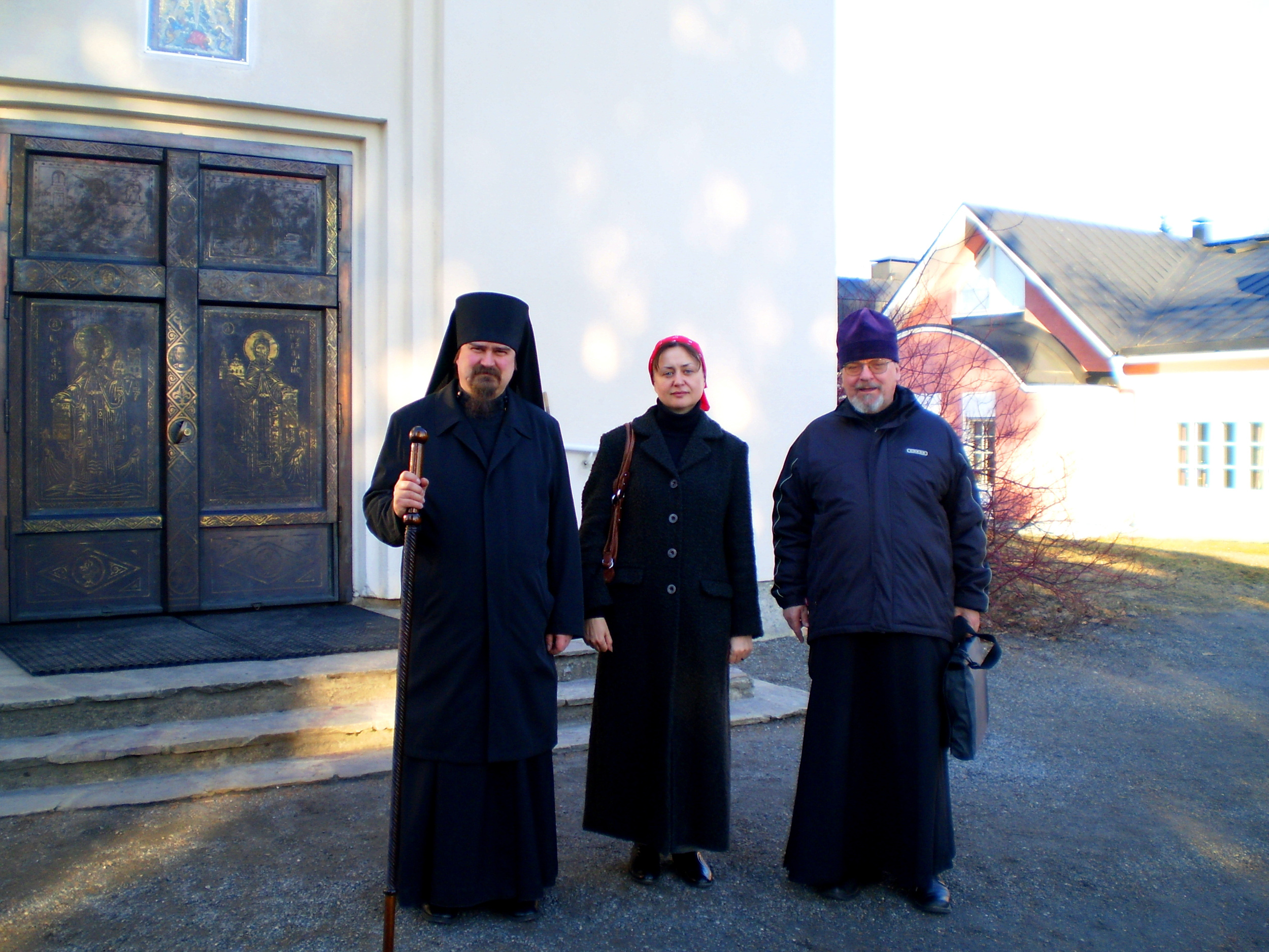 2010 год. Финляндия. Ново-Валаамский монастырь. Слева от архимандрит Сергий (Раяполви), а справа священник Сергий Коллиандер