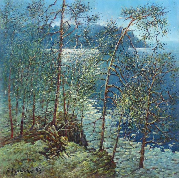 Туман и вечер 70x50 см. Холст. Масло. 1993 г.