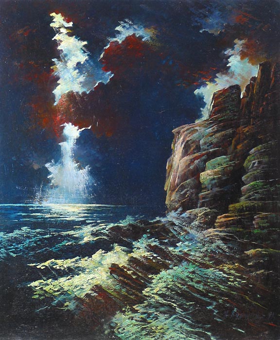 Ночная буря 60x51 см. Холст. Масло. 1991 г.