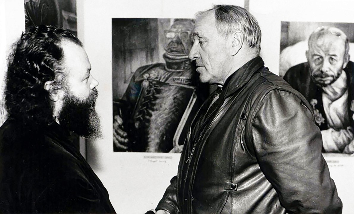 Художник Геннадий Добров и Михаил Ульянов на одной из первых выставок серии 