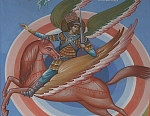 Архангел Михаил. Фрагмент росписи храма Смоленского скита, 2005 год.