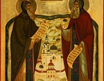 Икона Сергия и Германа Валаамских. Икона находится в иконостасе нижнего храма собора.