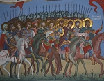 Воины-мученики. Фрагмент росписи храма Смоленского скита, 2005 год.