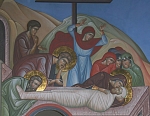 Положение во гроб. Фрагмент росписи храма Смоленского скита, 2005 год.