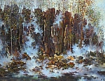 Туман на скалах 85x55 см. Холст. Масло. 1997 г