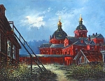 Лунная ночь над скитом 47x33 см. Холст. Масло. 1992 г.
