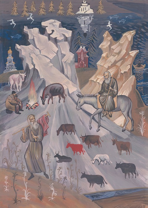 «Трое вас, трое нас...» Рисунок Аммона Гареева. Акрил, бумага