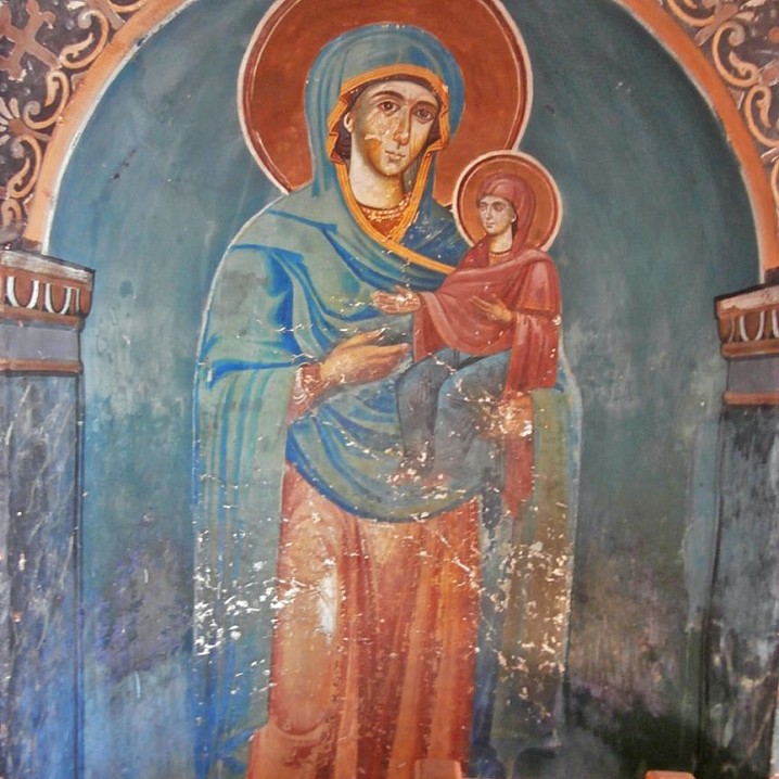 Афон. Скит св. Анны. Фреска св. прав. Анны.