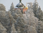 Гора Елеон, храм Воскресенского скита, зима.