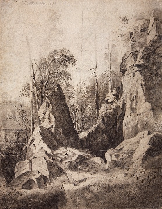 Иван Шишкин. Скалы на острове Валааме. Кукко. 1859 год.