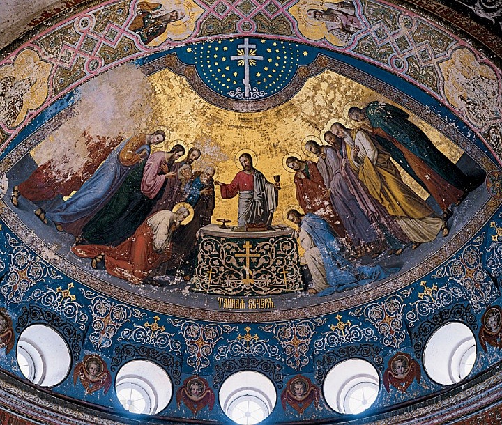 Роспись верхнего храма Спасо-Преображенского собора до реставрации. 2002 г.