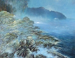 Туман над озером 58x58 см. Холст. Масло. 1991 г.
