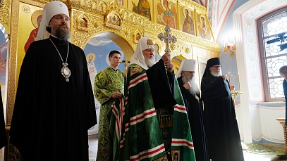 Предстоятель Русской Церкви освятил храм в честь Валаамской иконы Божией Матери в Валаамском монастыре