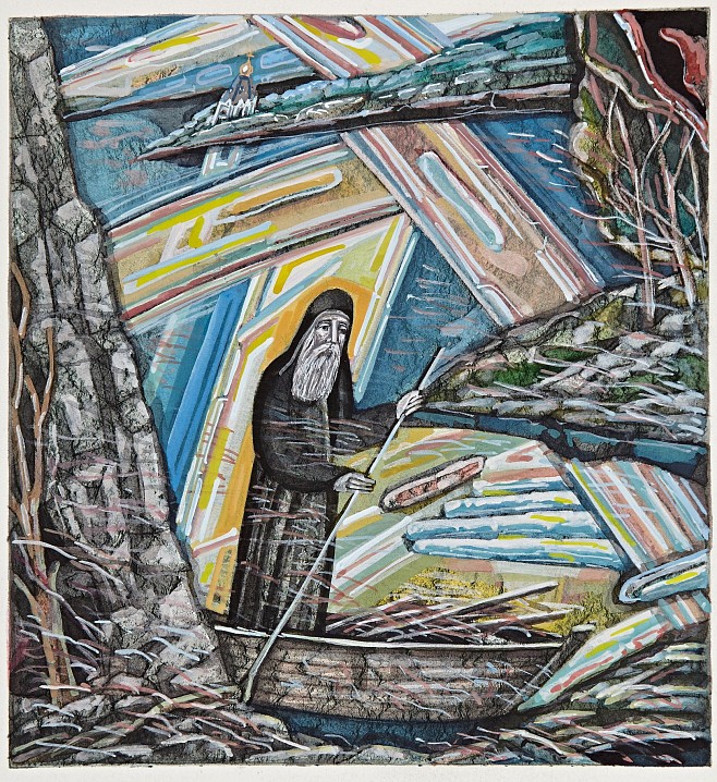 Работы из серии «Валаамские старцы». 1985 – 1986 Бумага, акварель.