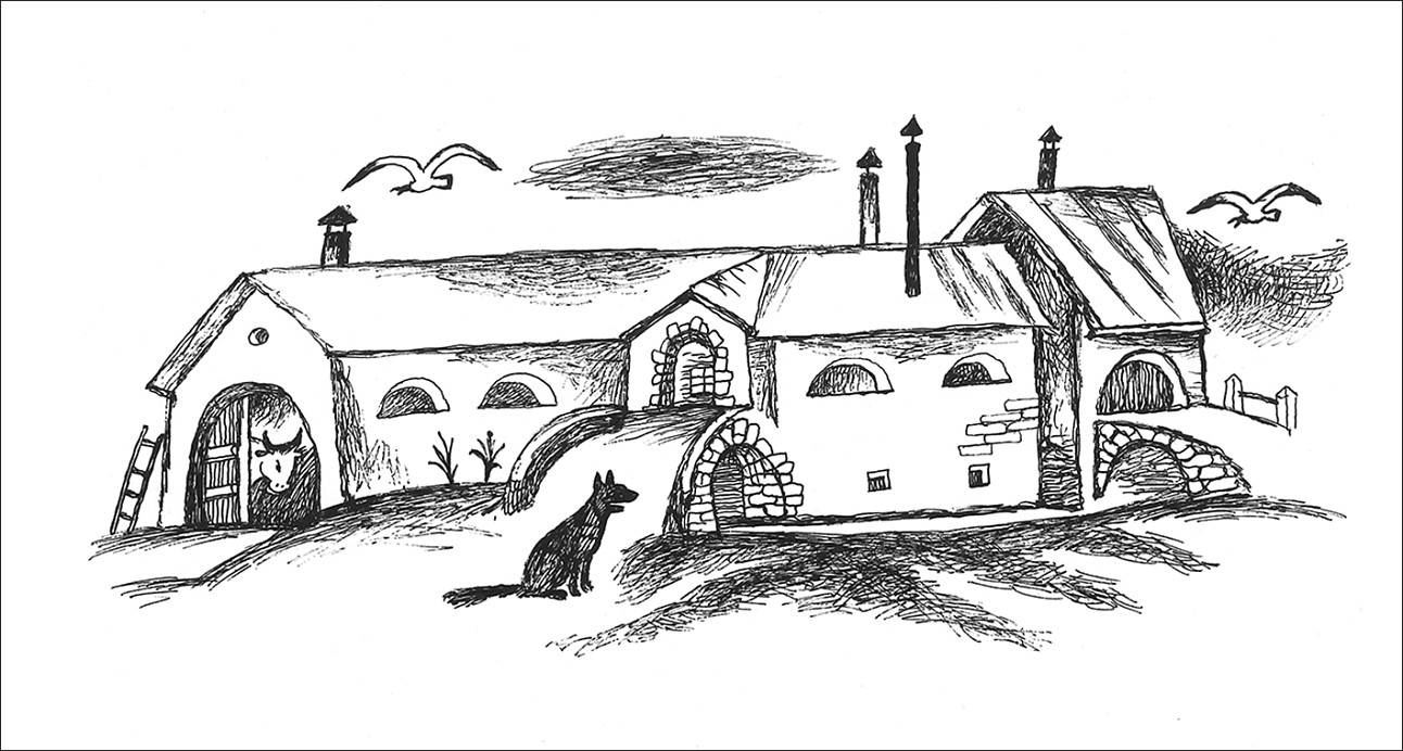 Коровник. Рисунок Аммона Гареева