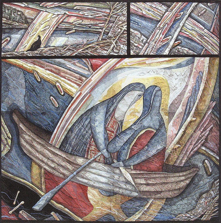 Святые Сергий и Герман. Серия «Валаамские старцы». 1989. Акварель на цветном печатном фоне. 59,6 х 59,5 см.