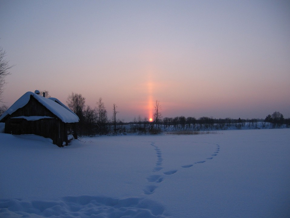 Закат на озере Сомино. Ножкино, 17 февраля 2005