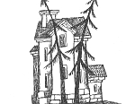 Лиственницы у келейного корпуса. Рисунок Аммона Гареева