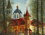 Белый скит 77x77 см. Холст. Масло. 1993 г