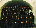 Братия Валаамского монастыря. Фото Сергея Компанийченко. 1993 год