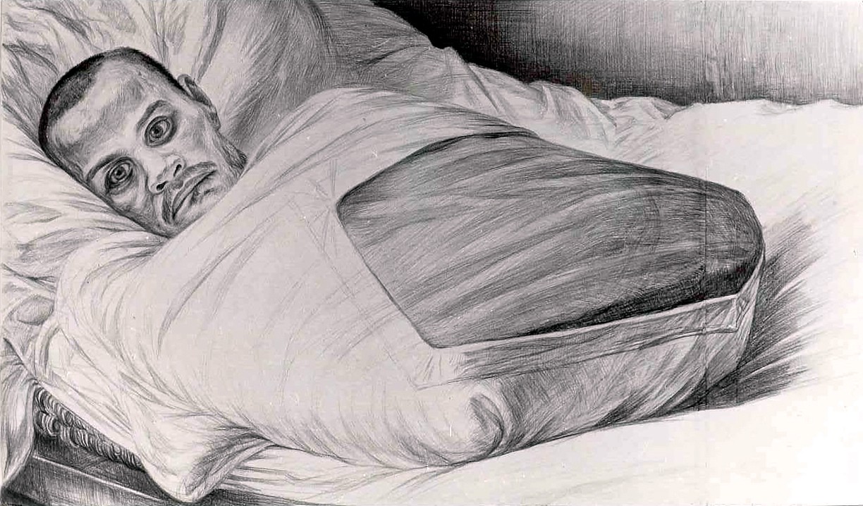 Неизвестный солдат. Рисунок Геннадия Доброва. Карандаш, бумага. Валаам, 1974 год.